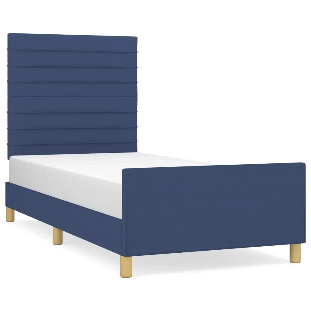 Letto singolo | Letto per adulti | Giroletto senza Materasso Blu 80x200 cm in Tessuto