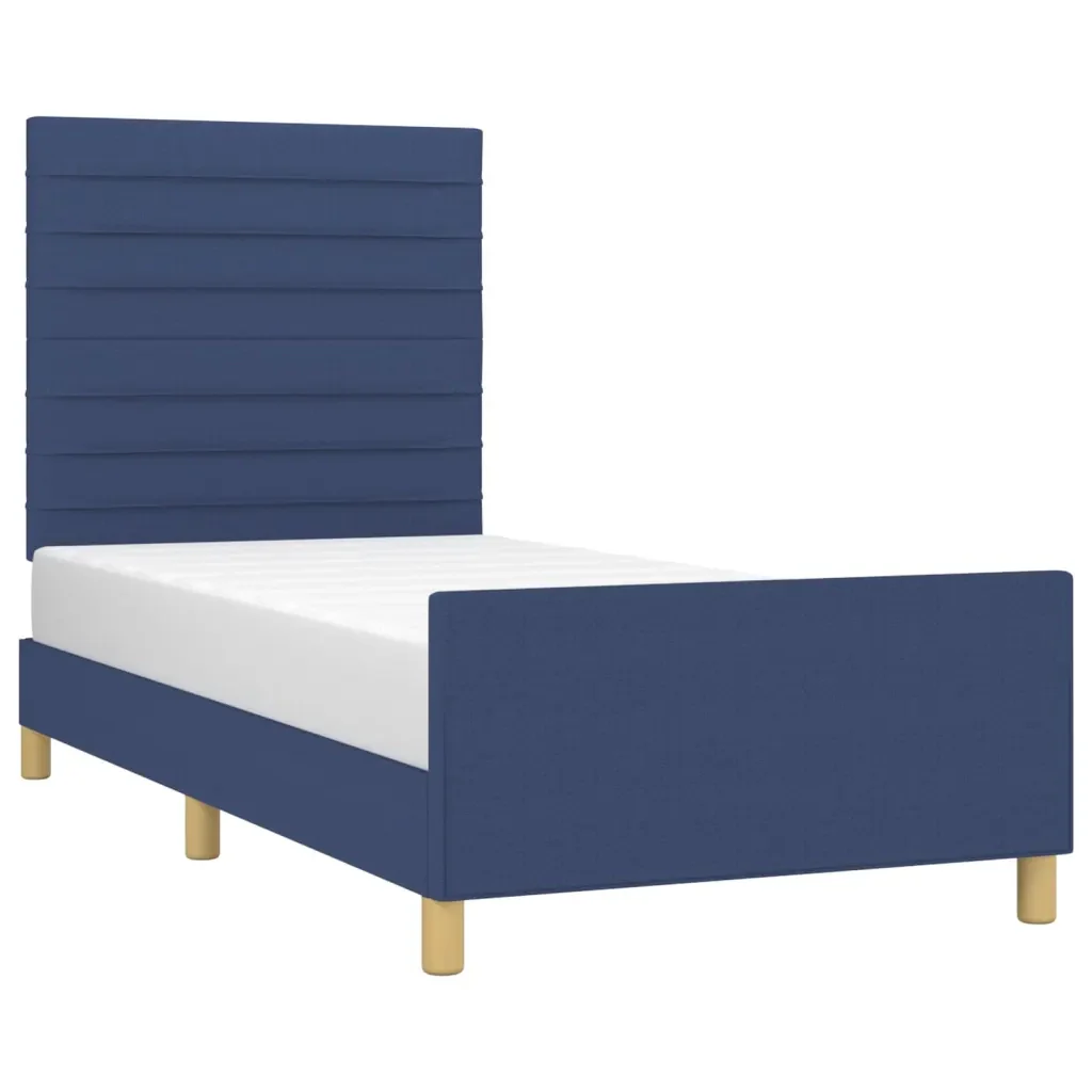 Letto singolo | Letto per adulti | Giroletto senza Materasso Blu 80x200 cm in Tessuto - Image 4