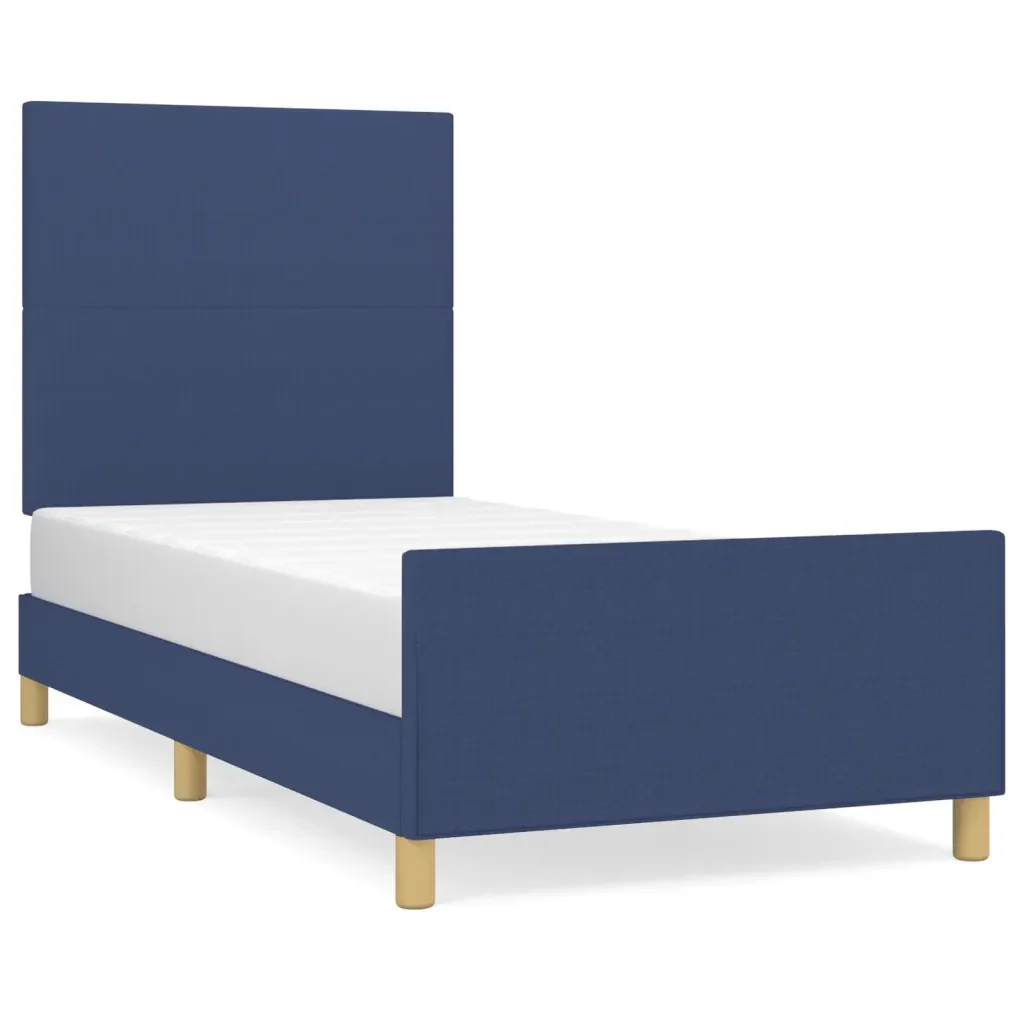 Letto singolo | Letto per adulti | Giroletto senza Materasso Blu 90x190 cm in Tessuto