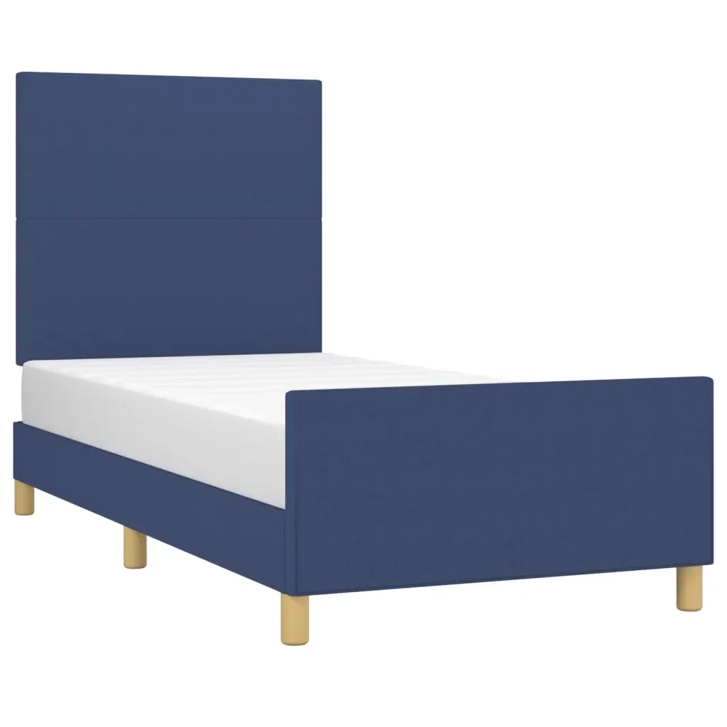 Letto singolo | Letto per adulti | Giroletto senza Materasso Blu 90x190 cm in Tessuto - Image 3