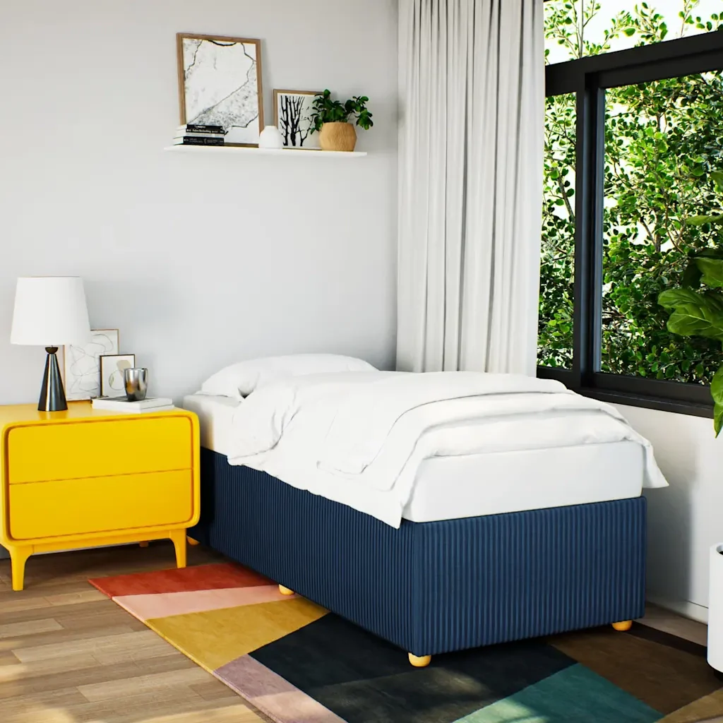 Letto singolo | Letto per adulti | Giroletto senza Materasso Blu 90x190 cm in Tessuto - Image 2