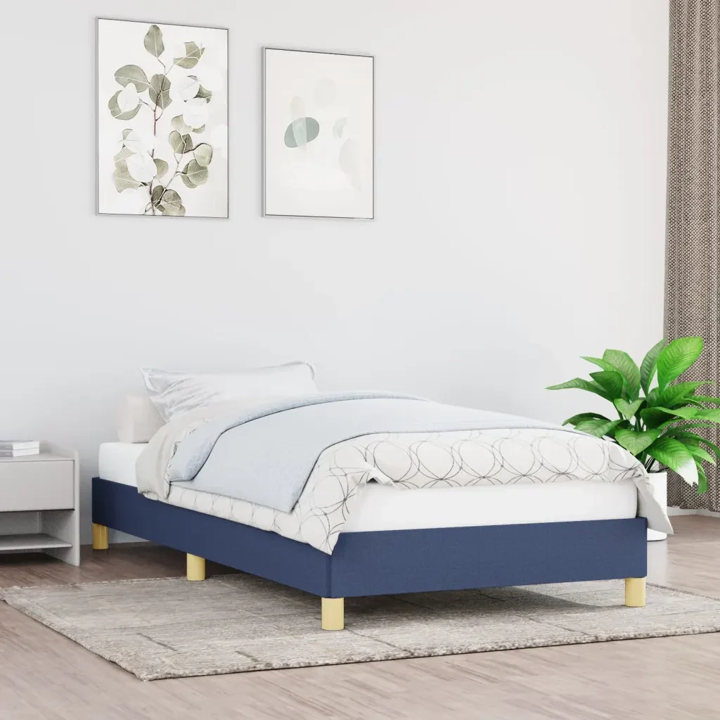 Letto singolo | Letto per adulti | Giroletto senza Materasso Blu 90x190 cm in Tessuto - Image 2