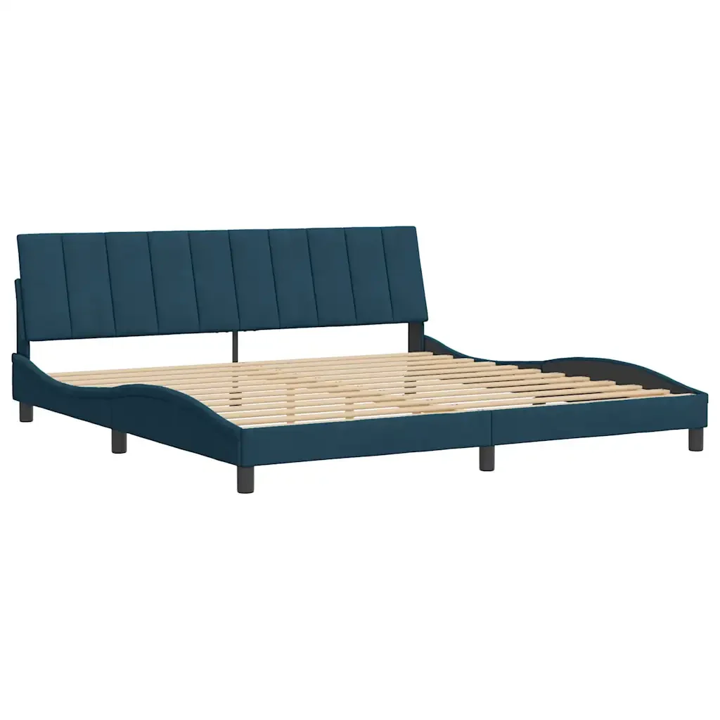Letto singolo | Letto per adulti | Giroletto senza Materasso Blu 90x190 cm in Velluto - Image 3