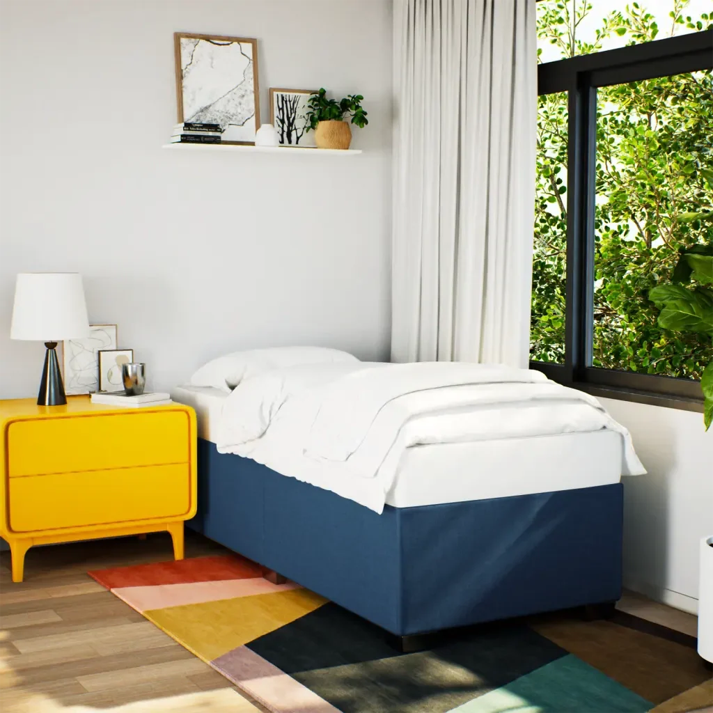 Letto singolo | Letto per adulti | Giroletto senza Materasso Blu 90x200 cm in Tessuto - Image 2