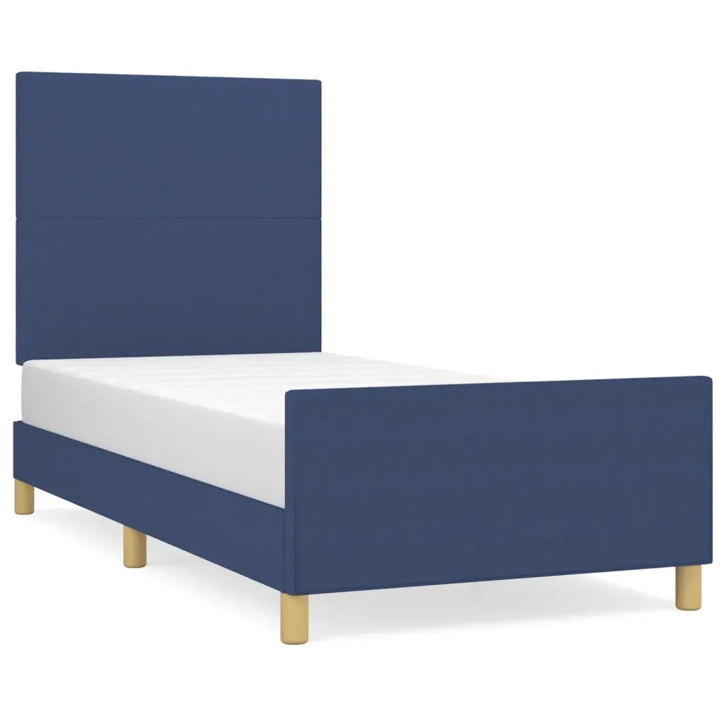 Letto singolo | Letto per adulti | Giroletto senza Materasso Blu 90x200 cm in Tessuto