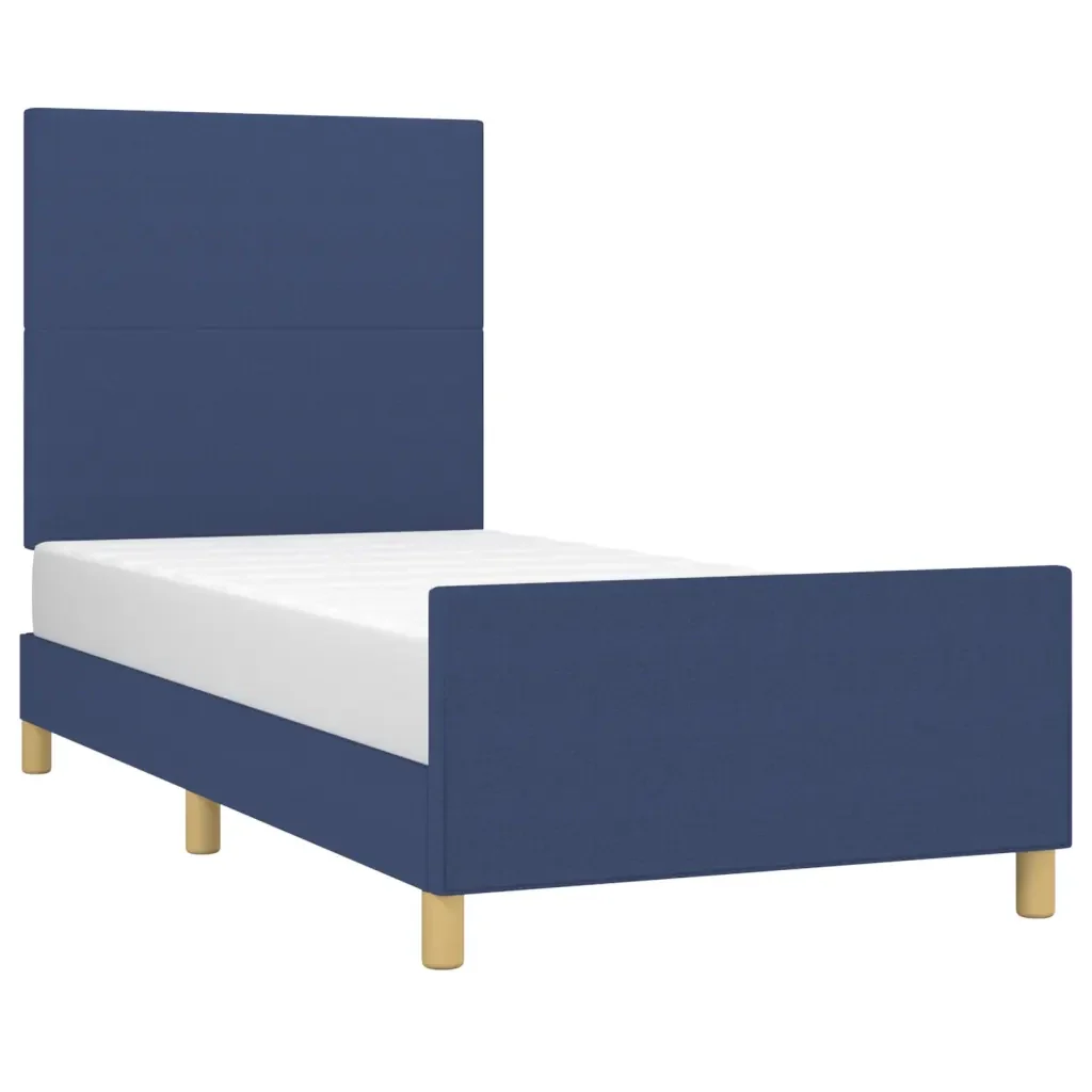 Letto singolo | Letto per adulti | Giroletto senza Materasso Blu 90x200 cm in Tessuto - Image 4