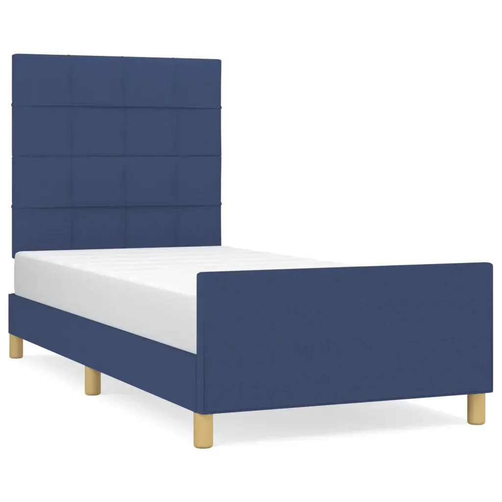 Letto singolo | Letto per adulti | Giroletto senza Materasso Blu 90x200 cm in Tessuto