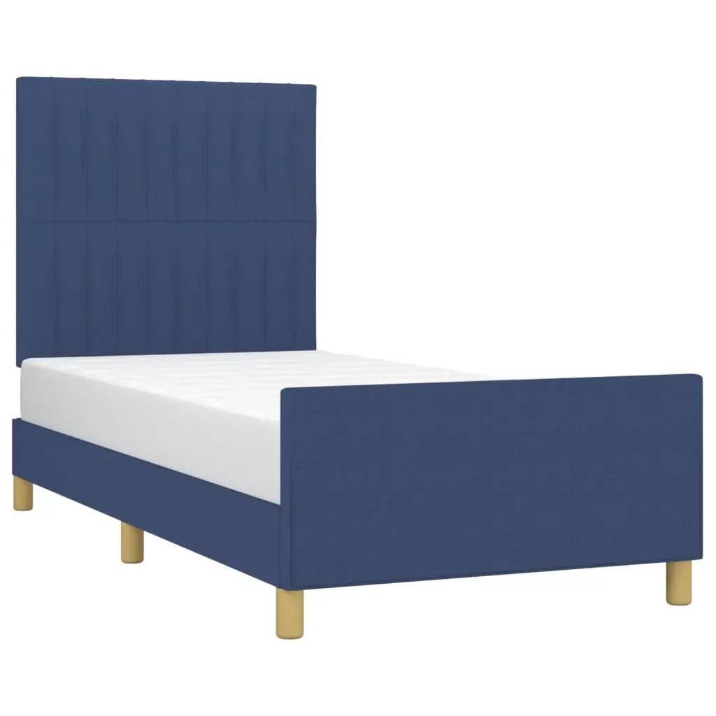 Letto singolo | Letto per adulti | Giroletto senza Materasso Blu 90x200 cm in Tessuto - Image 4