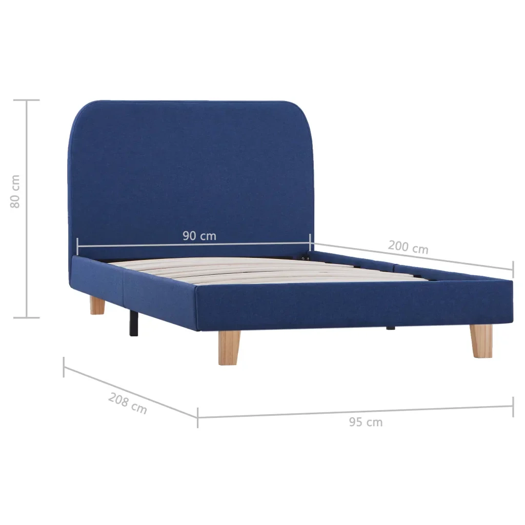 Letto singolo | Letto per adulti | Giroletto senza Materasso Blu 90x200 cm in Tessuto - Image 6