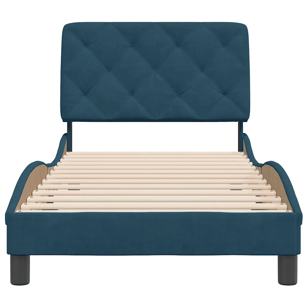 Letto singolo | Letto per adulti | Giroletto senza Materasso Blu 90x200 cm in Velluto - Image 5