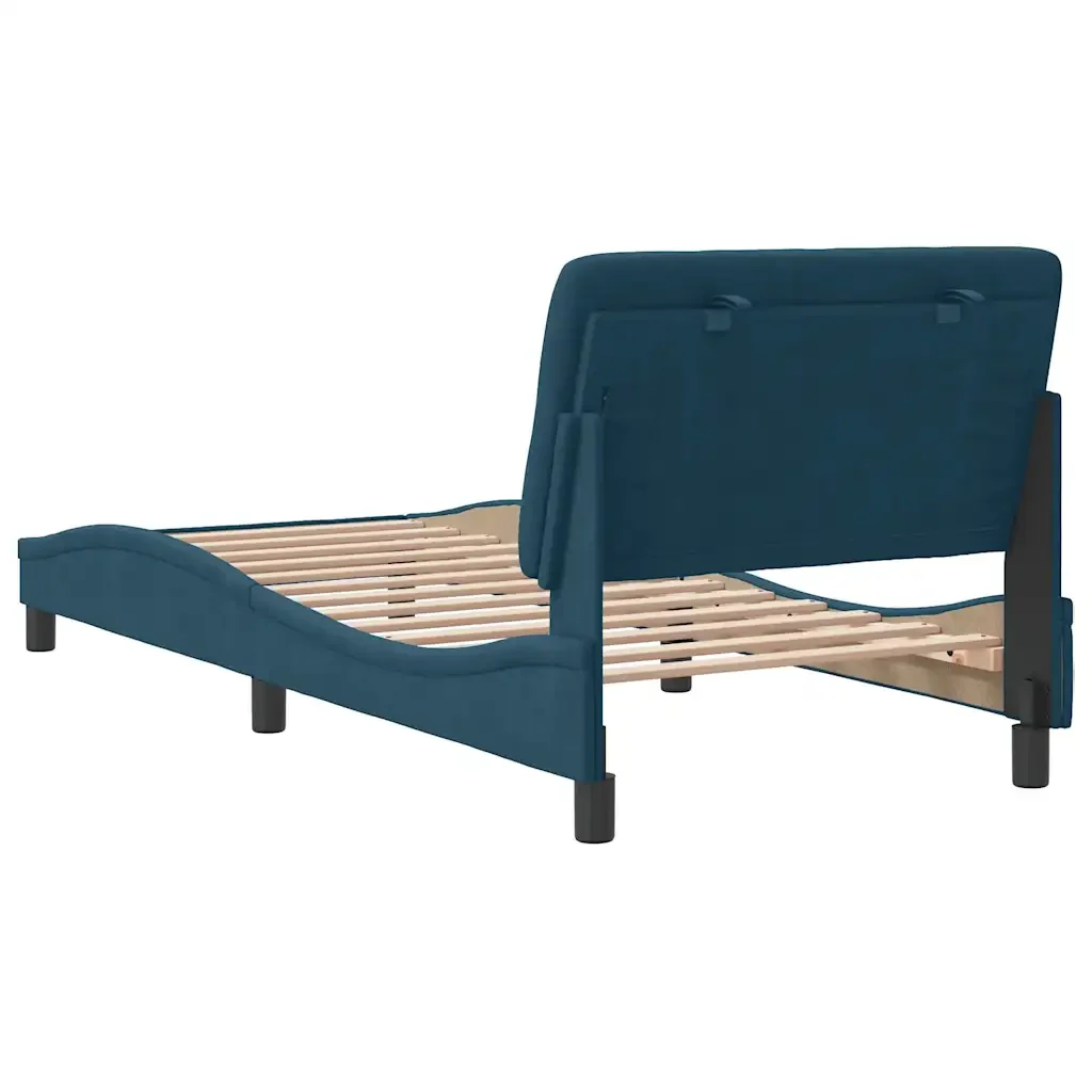 Letto singolo | Letto per adulti | Giroletto senza Materasso Blu 90x200 cm in Velluto - Image 8