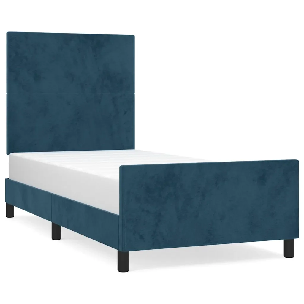 Letto singolo | Letto per adulti | Giroletto senza Materasso Blu Scuro 100x200 cm in Velluto