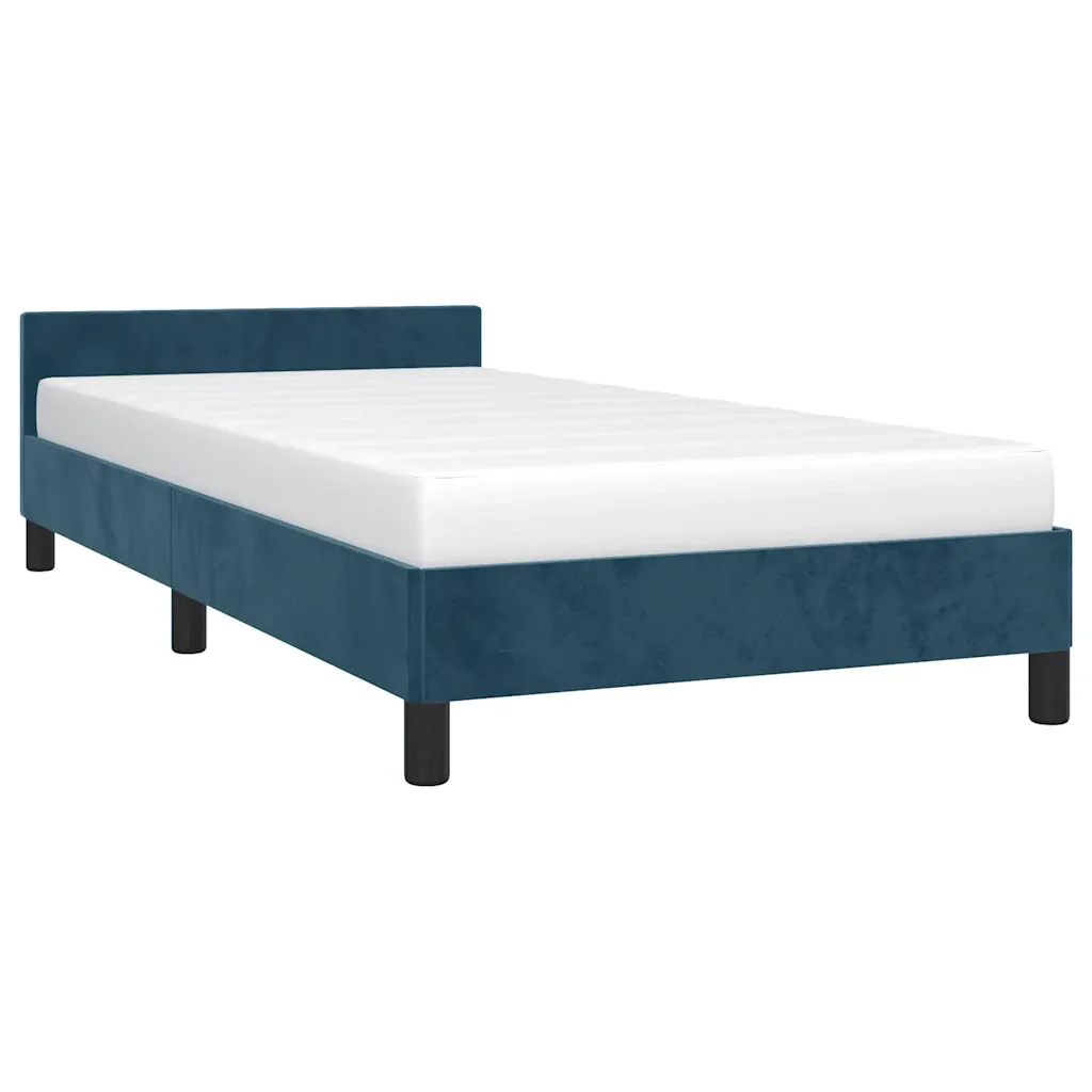 Letto singolo | Letto per adulti | Giroletto senza Materasso Blu Scuro 100x200 cm in Velluto - Image 4