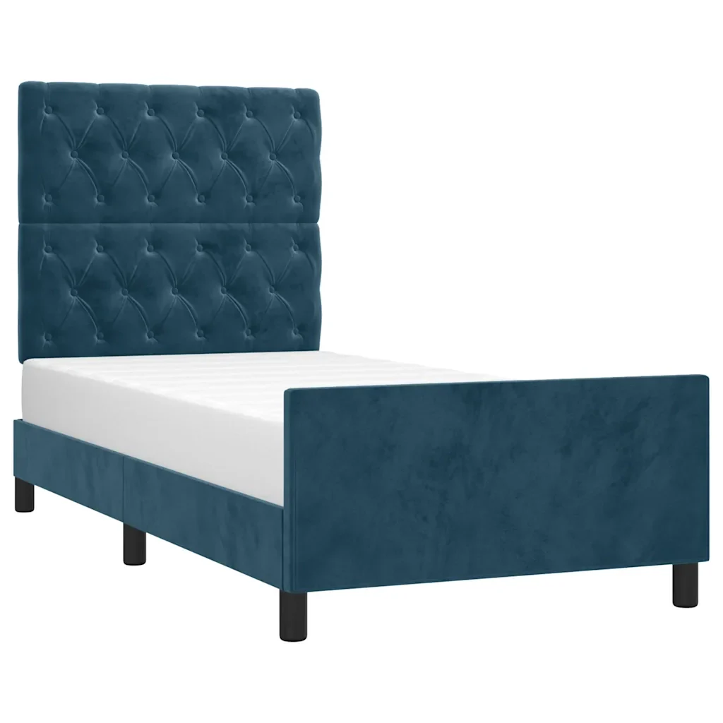 Letto singolo | Letto per adulti | Giroletto senza Materasso Blu Scuro 80x200 cm in Velluto - Image 4