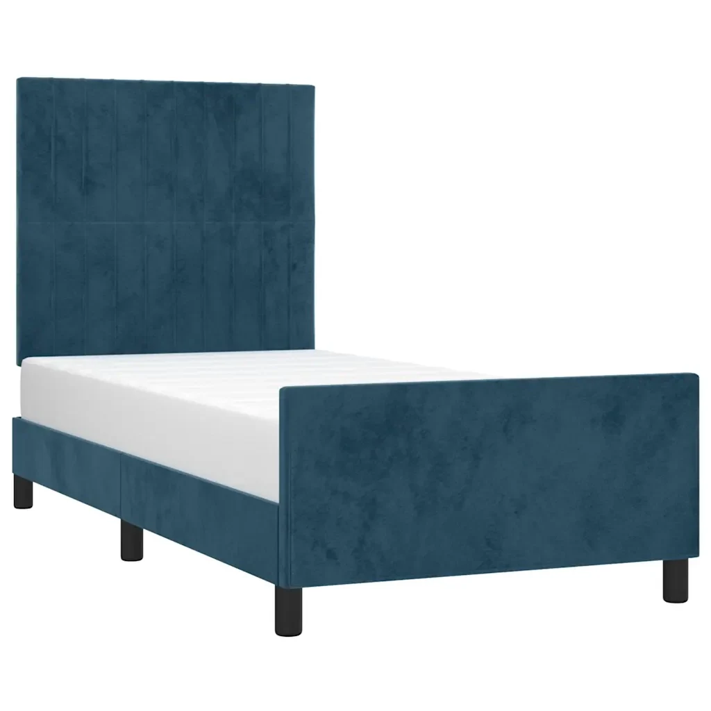 Letto singolo | Letto per adulti | Giroletto senza Materasso Blu Scuro 80x200 cm in Velluto - Image 3