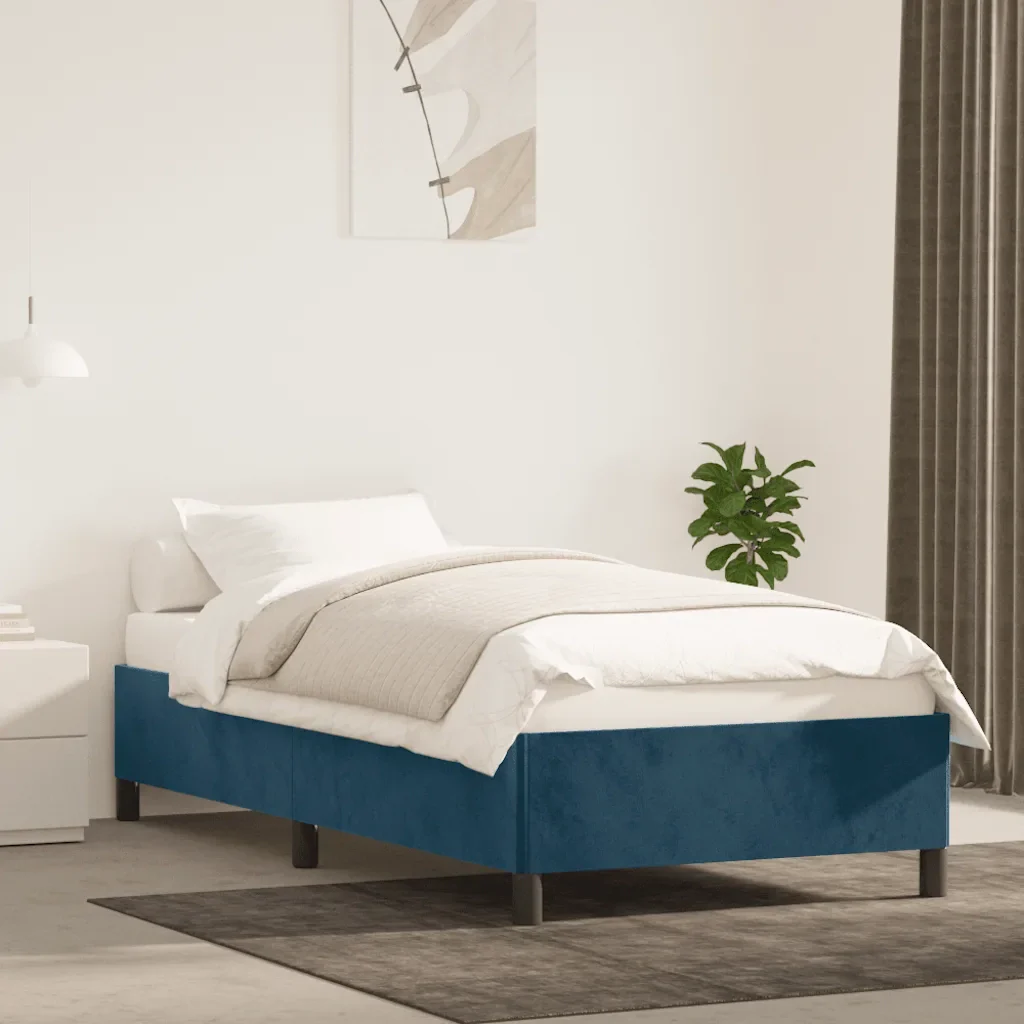 Letto singolo | Letto per adulti | Giroletto senza Materasso Blu Scuro 80x200 cm in Velluto - Image 2