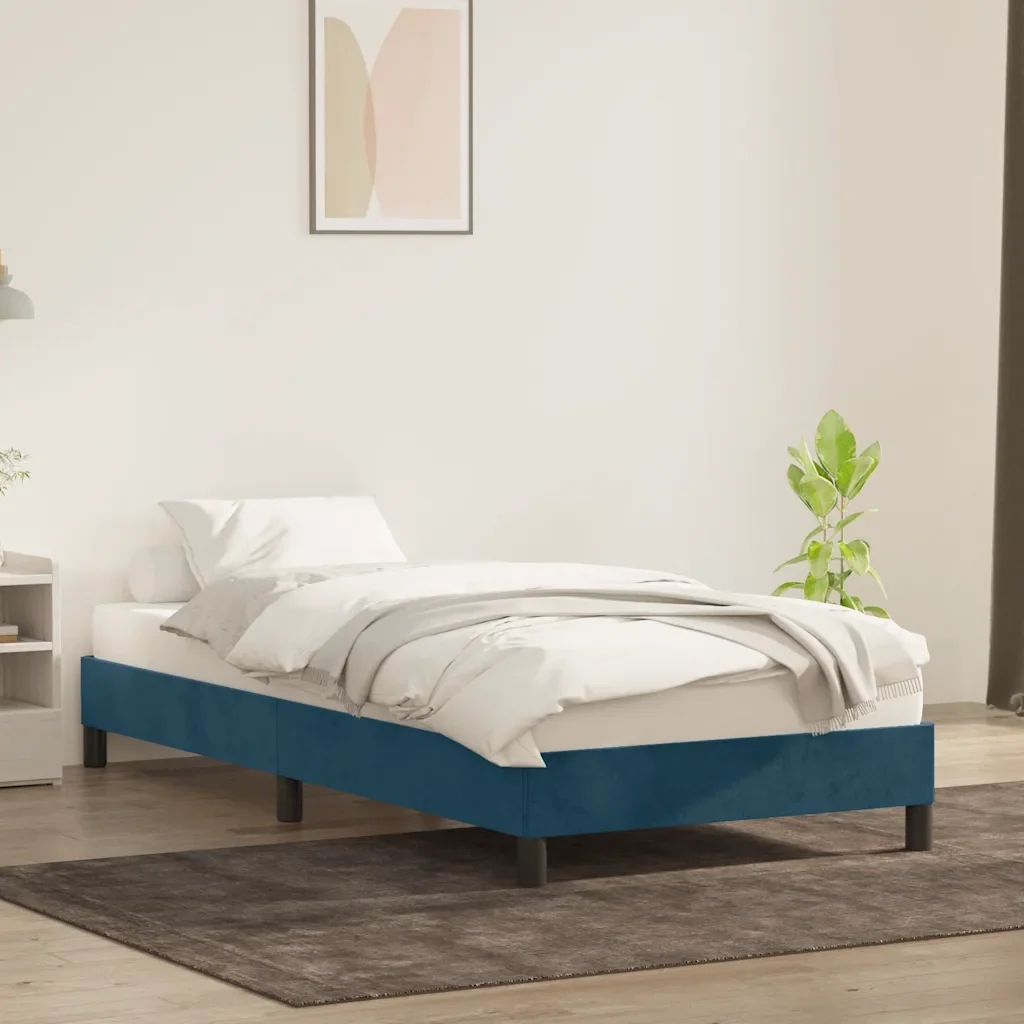 Letto singolo | Letto per adulti | Giroletto senza Materasso Blu Scuro 80x220 cm in Velluto - Image 3