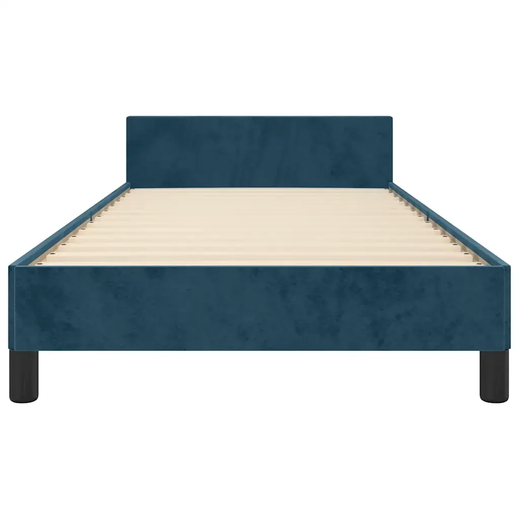 Letto singolo | Letto per adulti | Giroletto senza Materasso Blu Scuro 90x190 cm in Velluto - Image 6