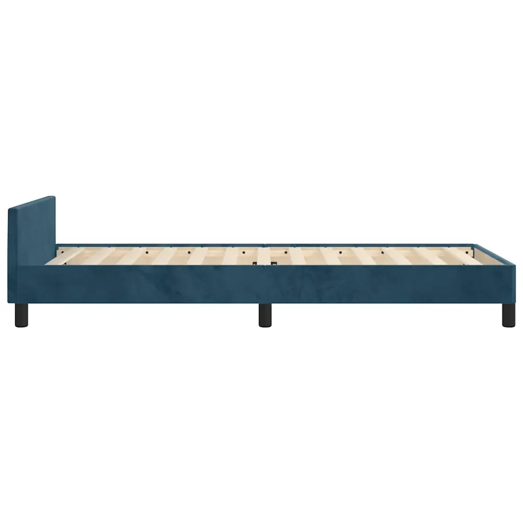 Letto singolo | Letto per adulti | Giroletto senza Materasso Blu Scuro 90x190 cm in Velluto - Image 7