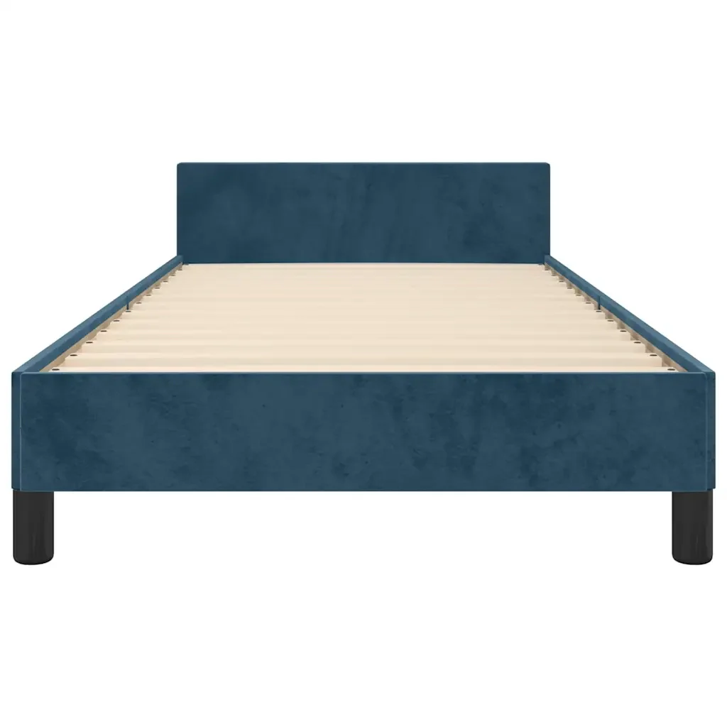 Letto singolo | Letto per adulti | Giroletto senza Materasso Blu Scuro 90x190 cm in Velluto - Image 6