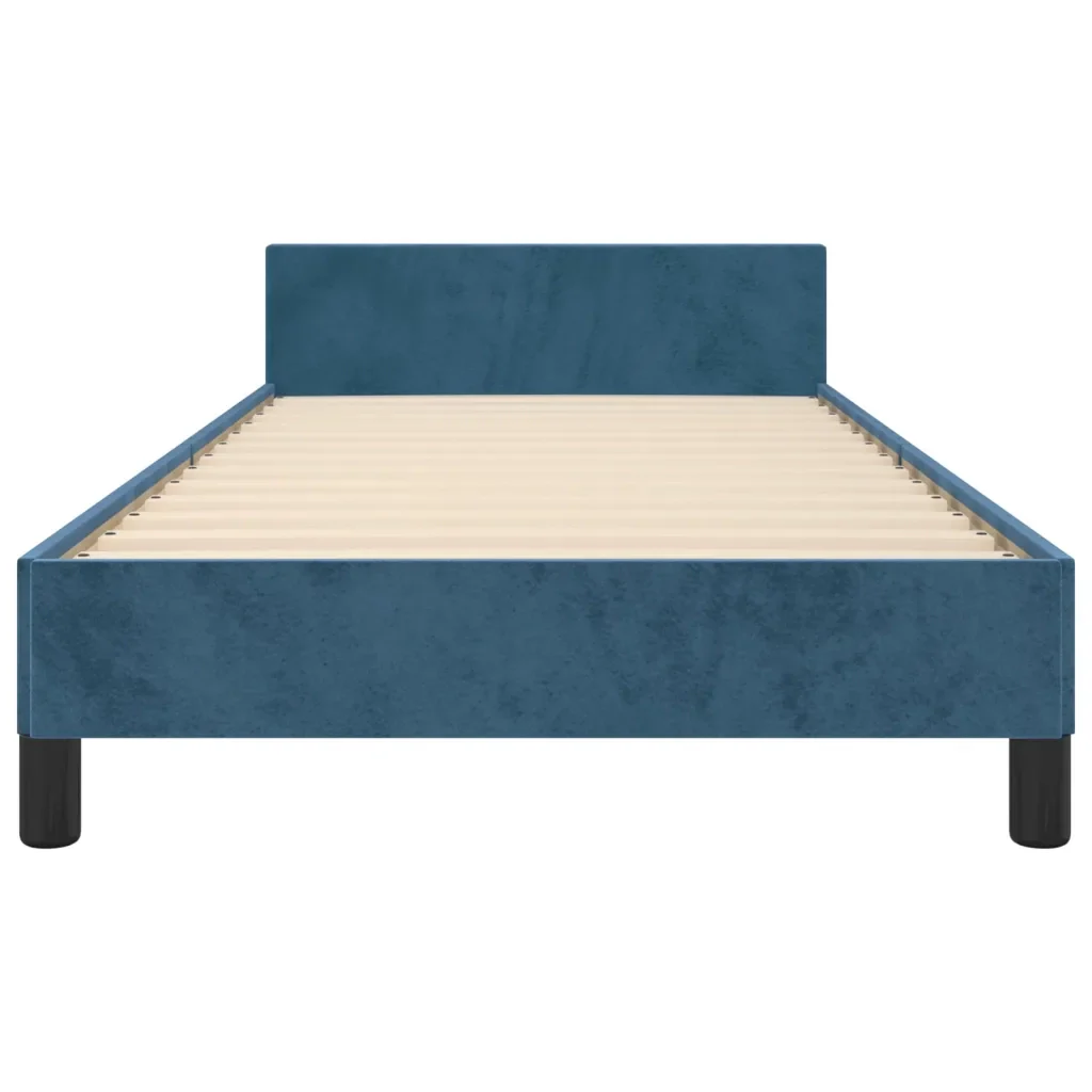 Letto singolo | Letto per adulti | Giroletto senza Materasso Blu Scuro 90x190 cm in Velluto - Image 6