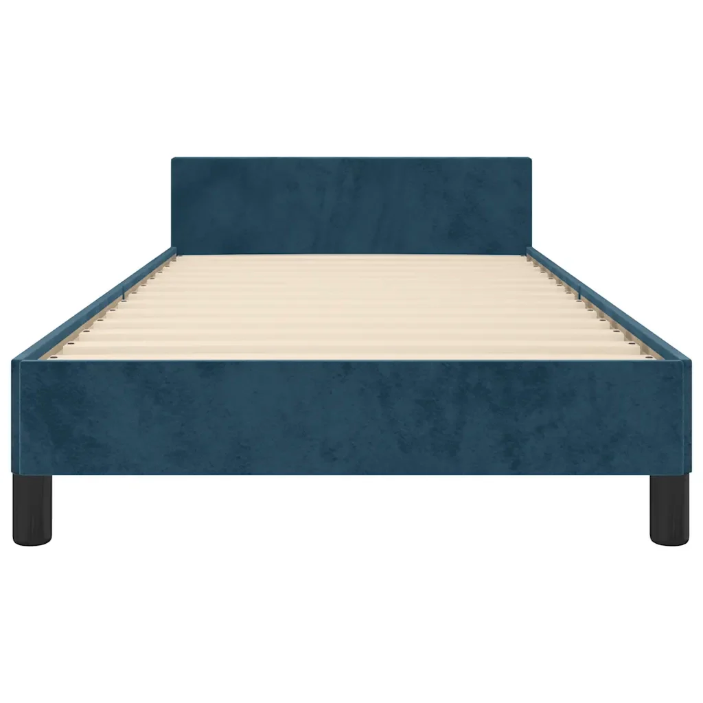 Letto singolo | Letto per adulti | Giroletto senza Materasso Blu Scuro 90x190 cm in Velluto - Image 6