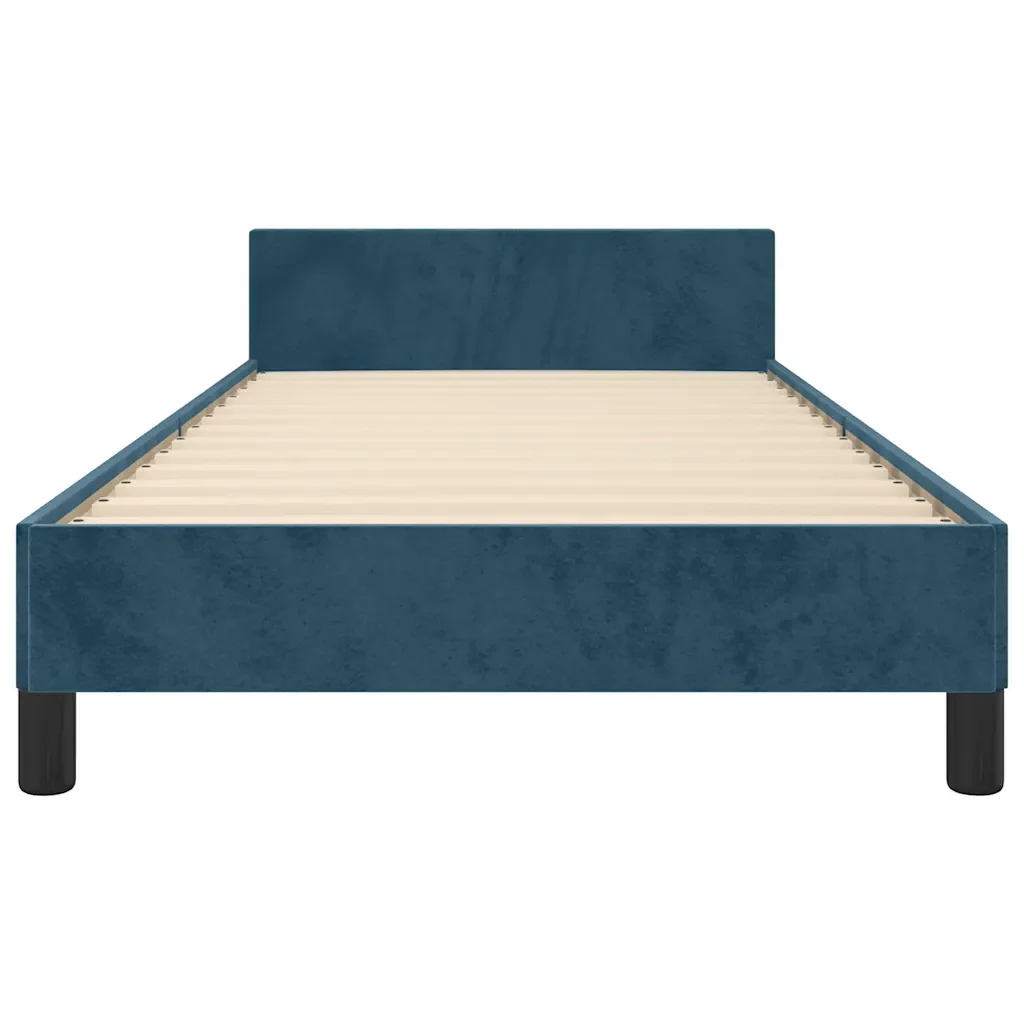 Letto singolo | Letto per adulti | Giroletto senza Materasso Blu Scuro 90x190 cm in Velluto - Image 5