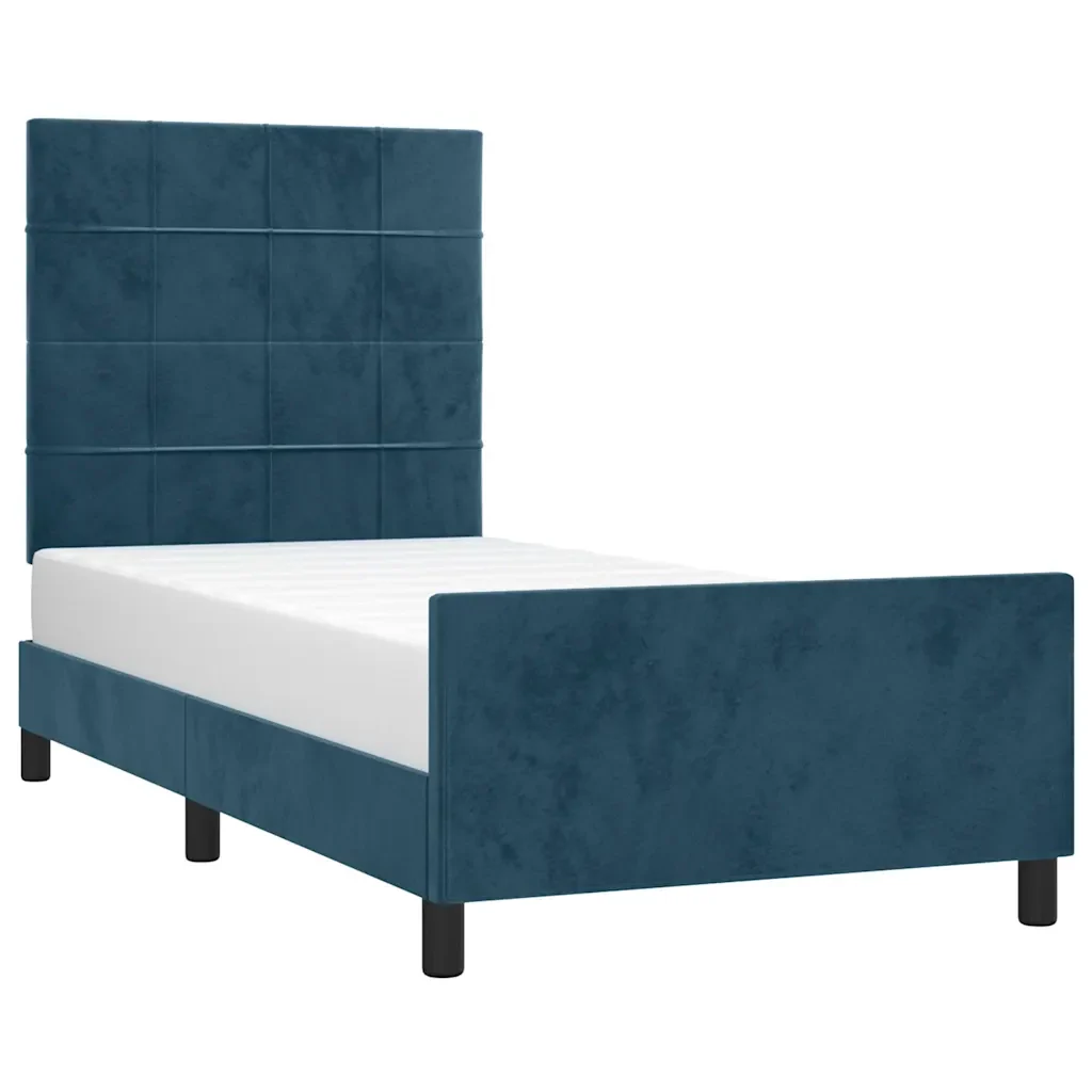 Letto singolo | Letto per adulti | Giroletto senza Materasso Blu Scuro 90x200 cm in Velluto - Image 4