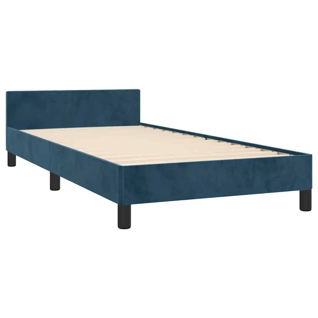 Letto singolo | Letto per adulti | Giroletto senza Materasso Blu Scuro 90x200 cm in Velluto - Image 5