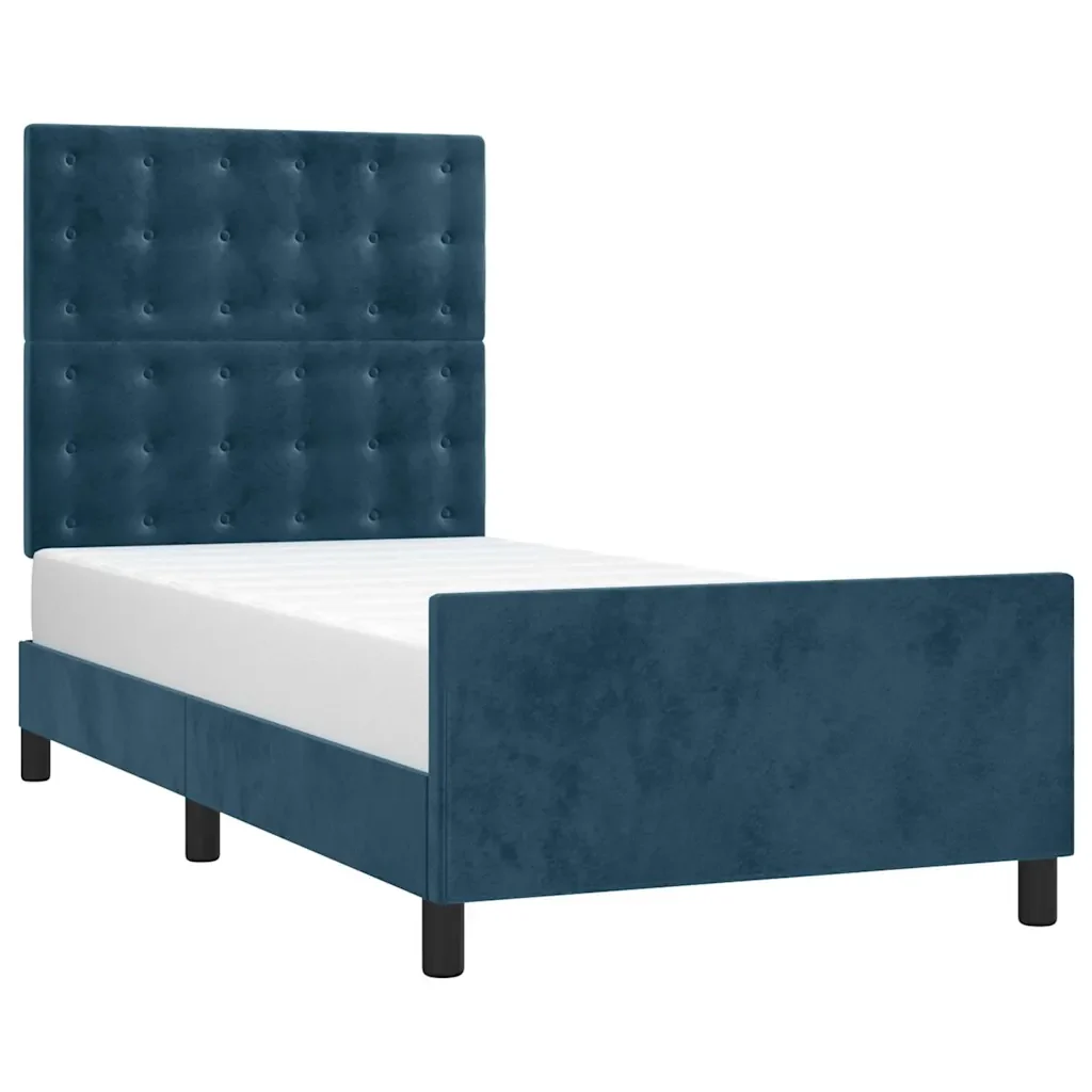 Letto singolo | Letto per adulti | Giroletto senza Materasso Blu Scuro 90x200 cm in Velluto - Image 3