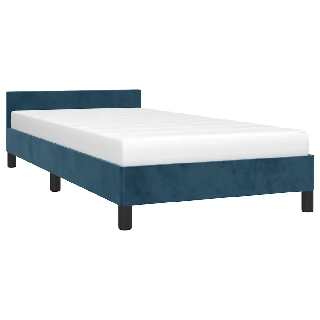 Letto singolo | Letto per adulti | Giroletto senza Materasso Blu Scuro 90x200 cm in Velluto - Image 4