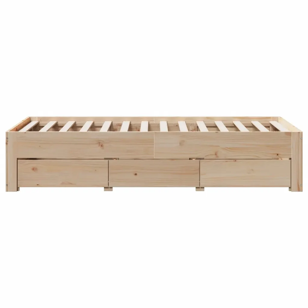Letto singolo | Letto per adulti | Giroletto senza Materasso con Cassetti 75x190 cm Massello Pino - Image 5