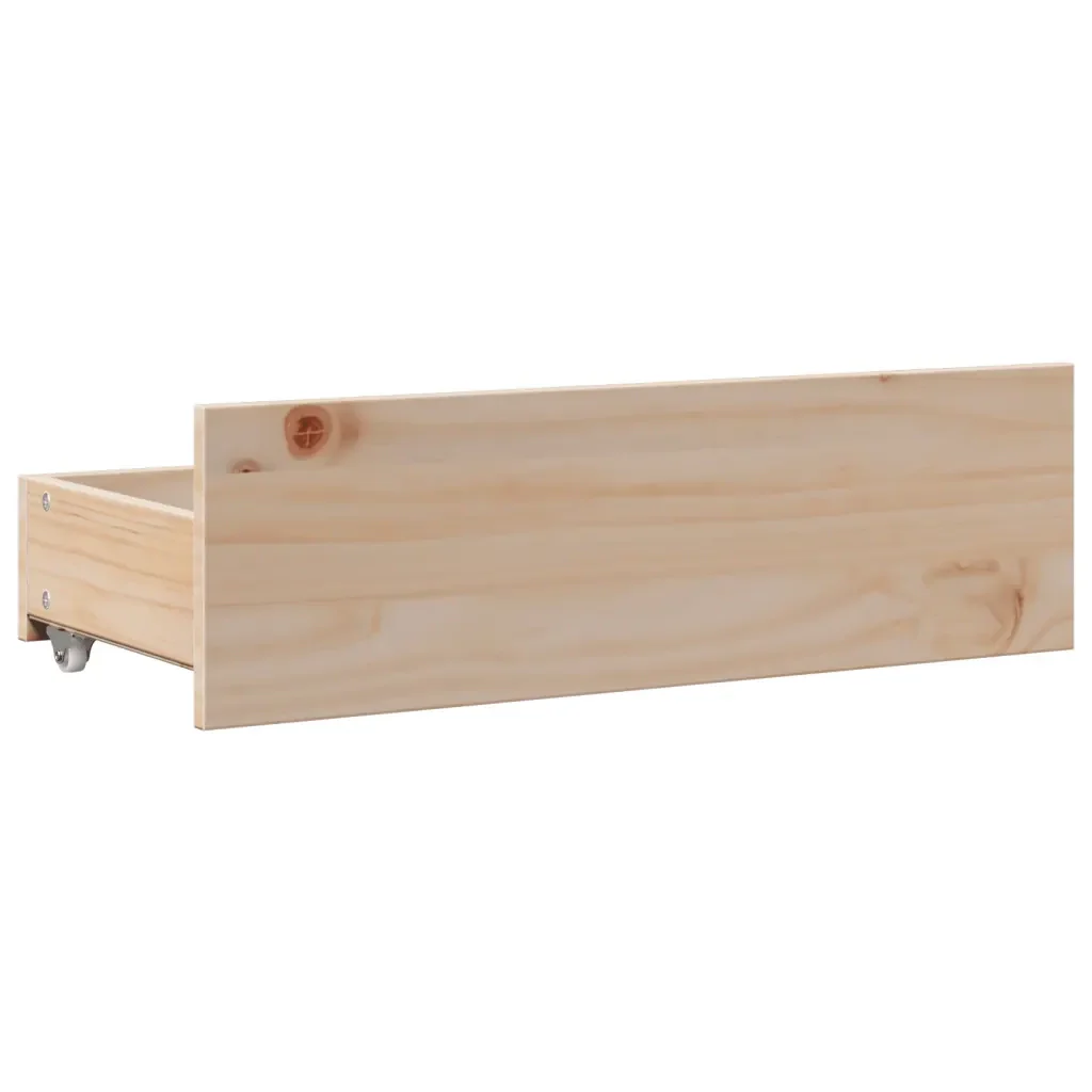 Letto singolo | Letto per adulti | Giroletto senza Materasso con Cassetti 75x190 cm Massello Pino - Image 8