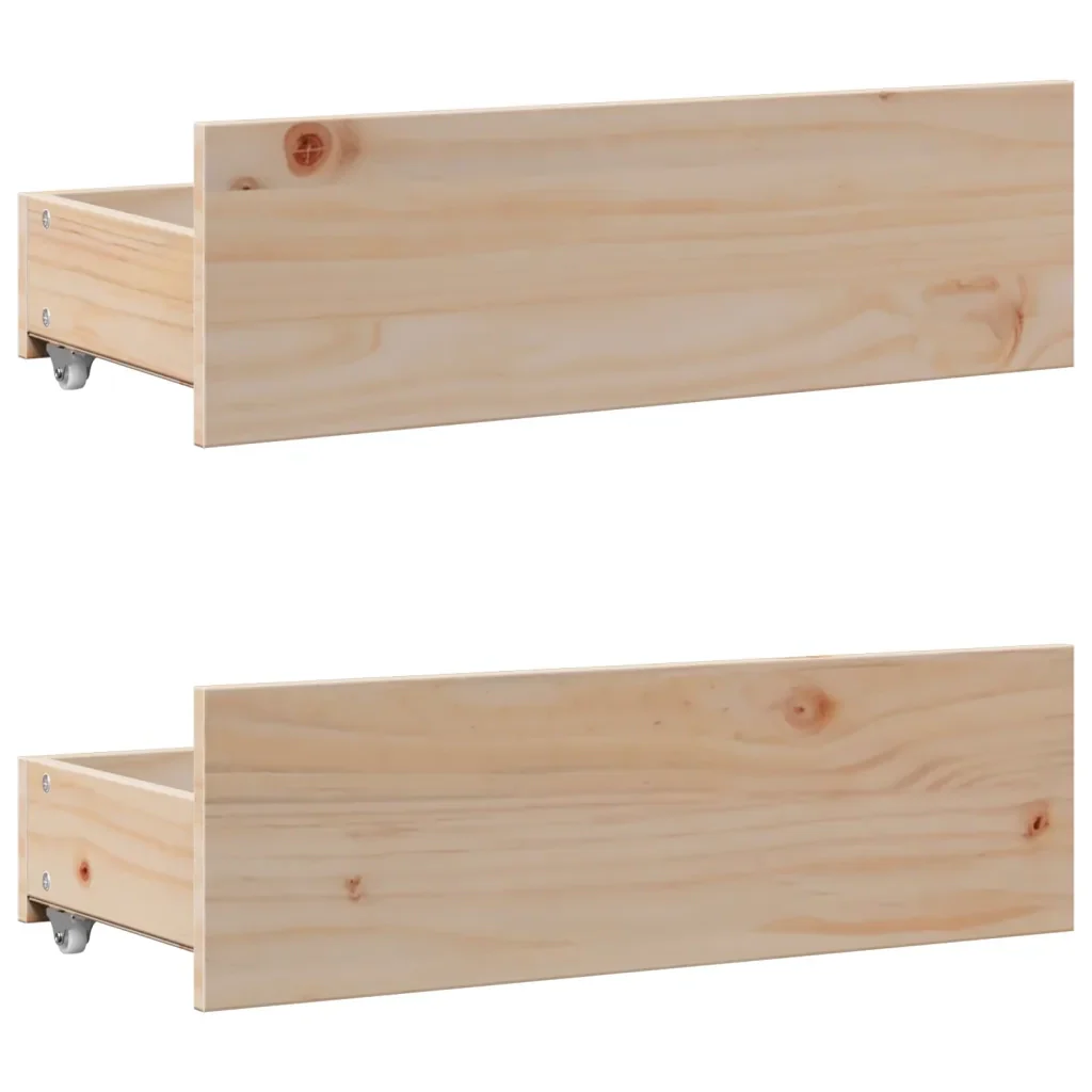 Letto singolo | Letto per adulti | Giroletto senza Materasso con Cassetti 75x190 cm Massello Pino - Image 9