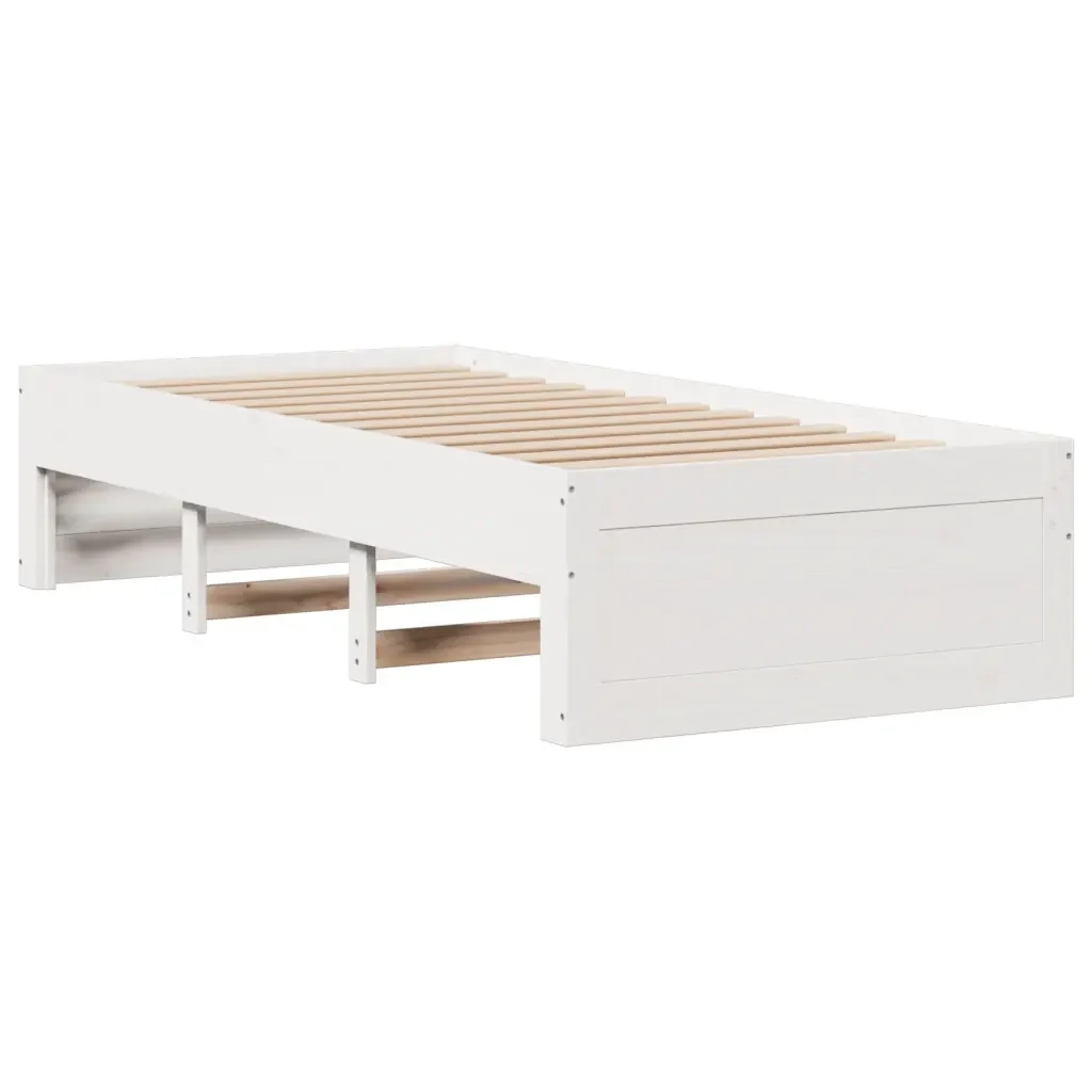 Letto singolo | Letto per adulti | Giroletto senza Materasso con Cassetti Bianco 90x200 cm Pino - Image 7