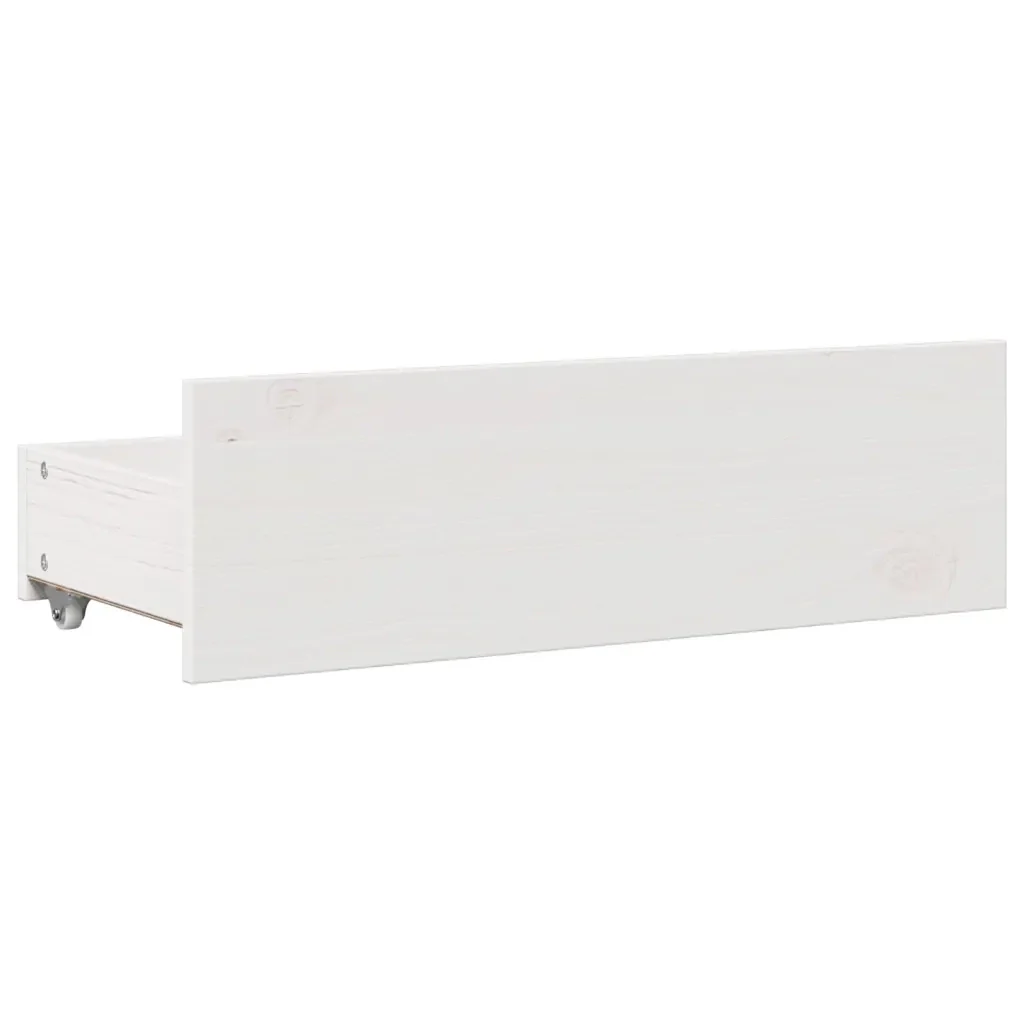 Letto singolo | Letto per adulti | Giroletto senza Materasso con Cassetti Bianco 90x200 cm Pino - Image 8