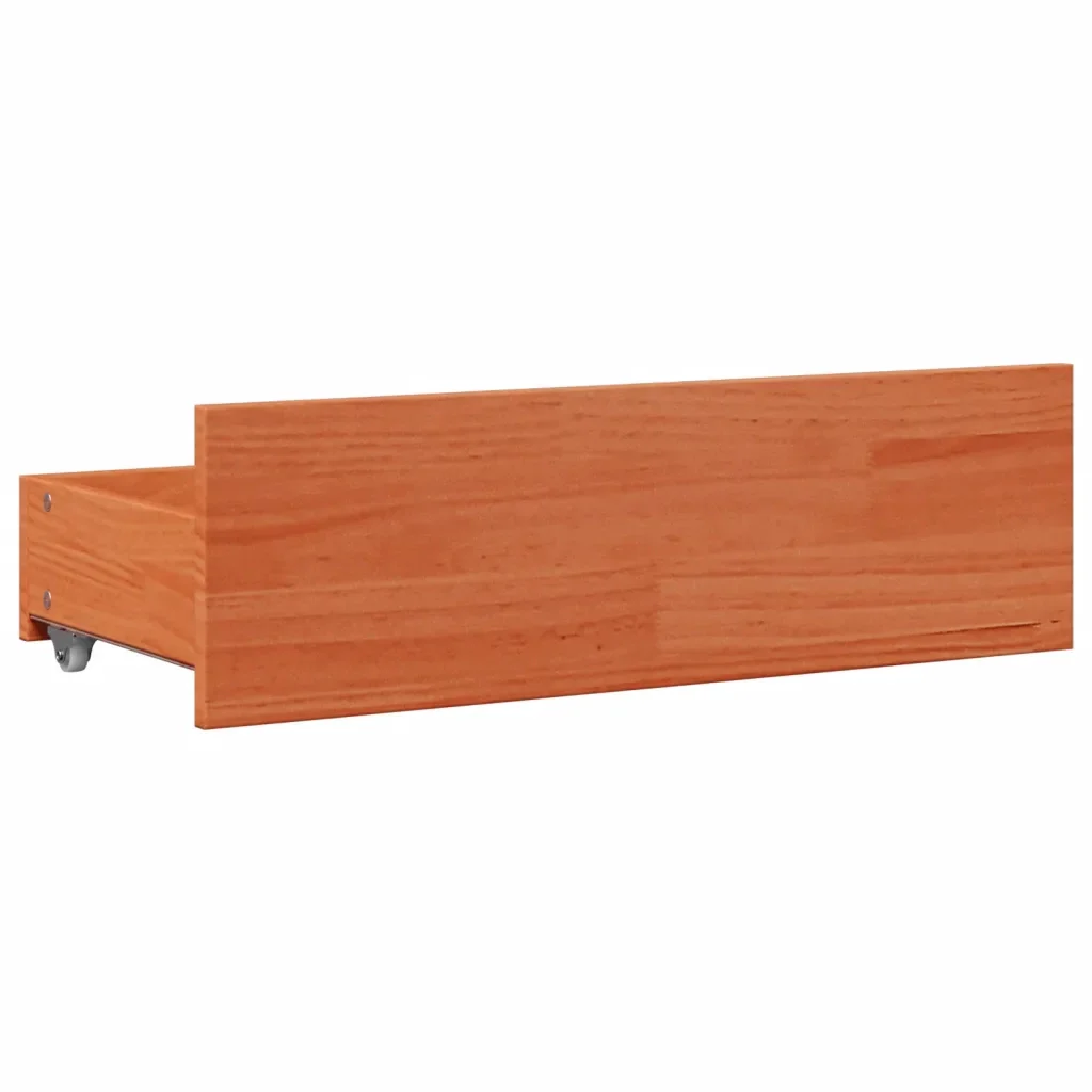 Letto singolo | Letto per adulti | Giroletto senza Materasso con Cassetti Marrone Cera 100x200 cm - Image 8