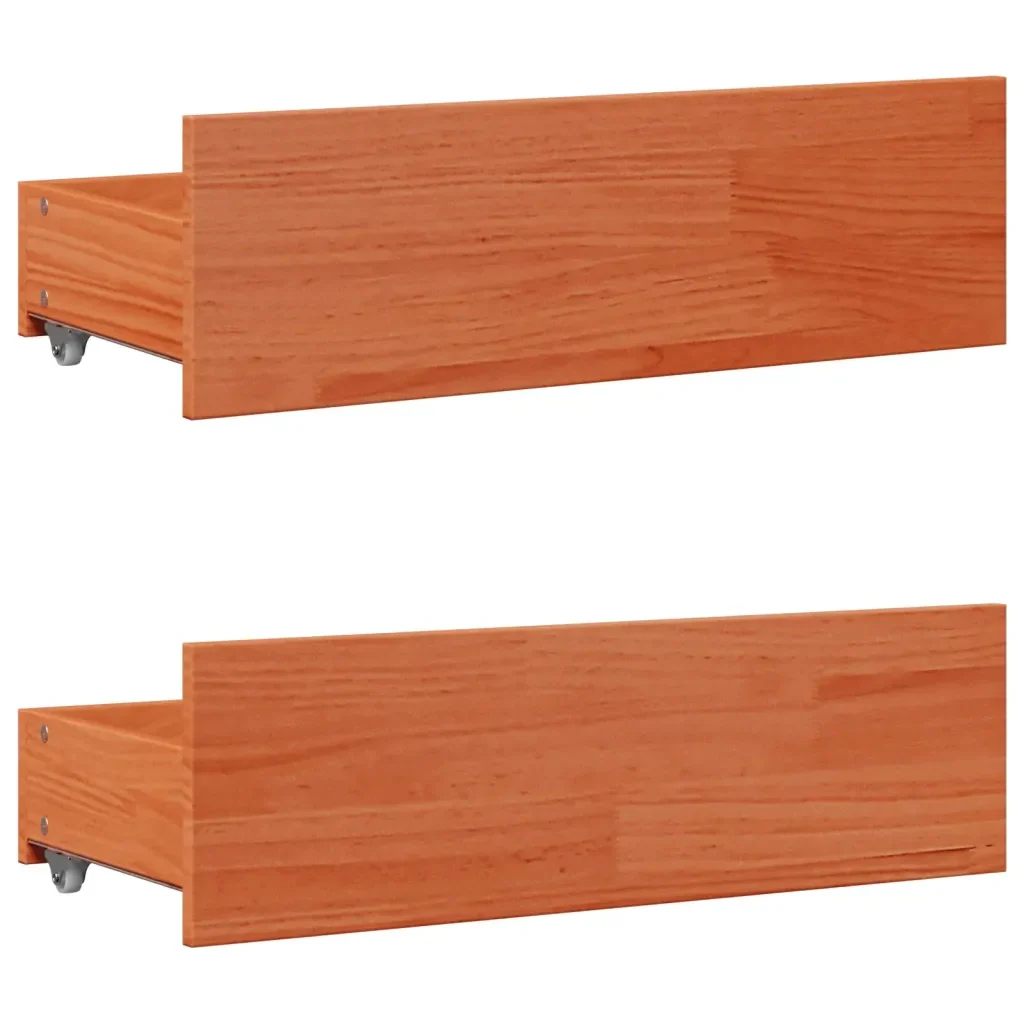 Letto singolo | Letto per adulti | Giroletto senza Materasso con Cassetti Marrone Cera 90x200 cm - Image 9