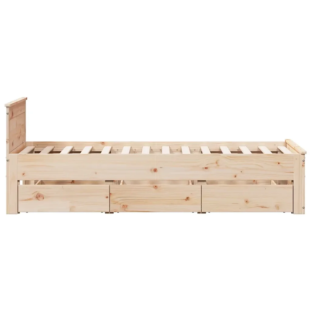 Letto singolo | Letto per adulti | Giroletto senza Materasso con Testiera 90x190 cm Massello Pino - Image 8
