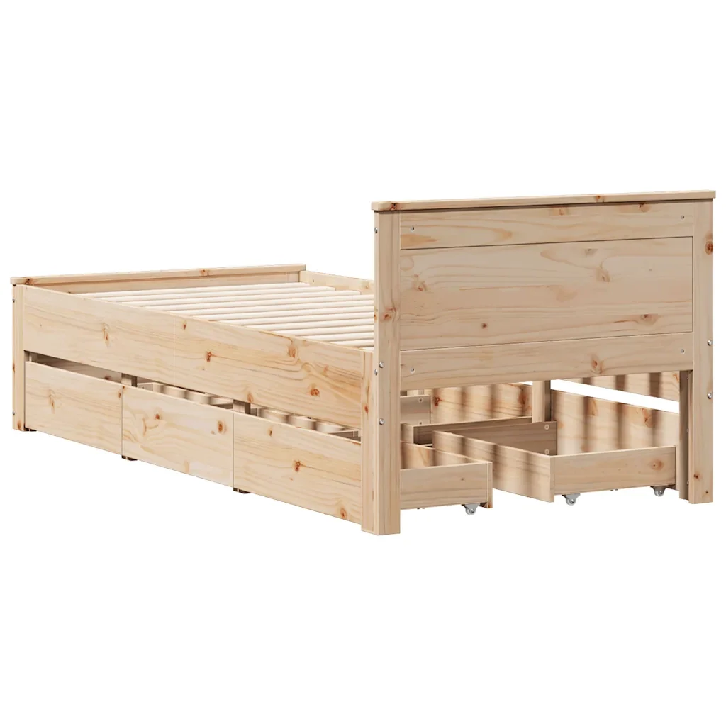 Letto singolo | Letto per adulti | Giroletto senza Materasso con Testiera 90x190 cm Massello Pino - Image 9