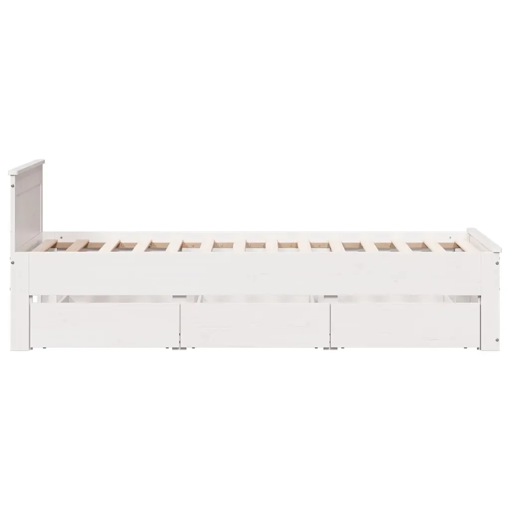 Letto singolo | Letto per adulti | Giroletto senza Materasso con Testiera Bianco 75x190 cm Pino - Image 8