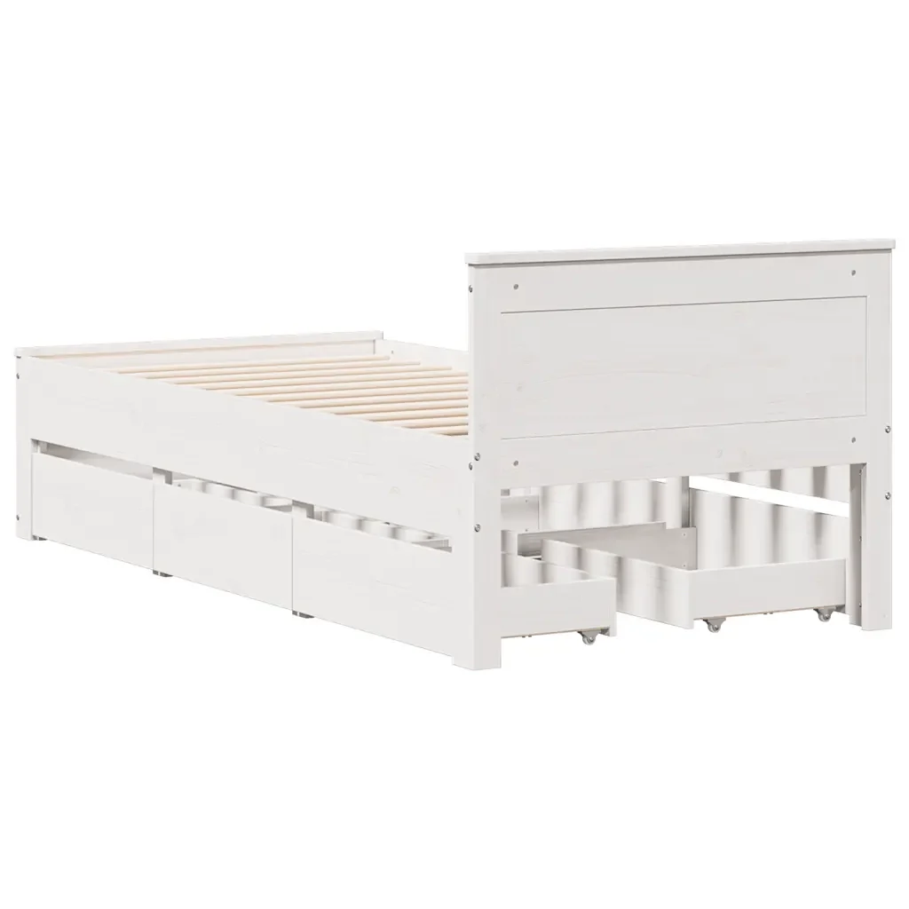 Letto singolo | Letto per adulti | Giroletto senza Materasso con Testiera Bianco 90x190 cm Pino - Image 9