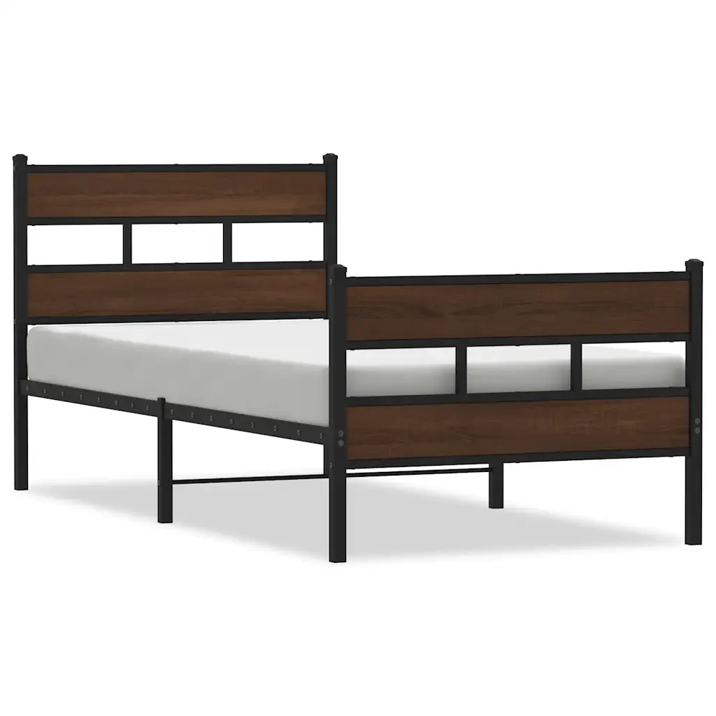 Letto singolo | Letto per adulti | Giroletto senza Materasso con Testiera e Pediera 100x190 cm