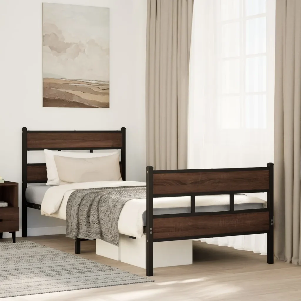 Letto singolo | Letto per adulti | Giroletto senza Materasso con Testiera e Pediera 90x190 cm - Image 2