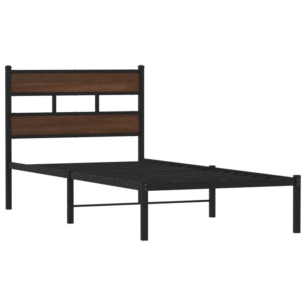 Letto singolo | Letto per adulti | Giroletto senza Materasso con Testiera Rovere Marrone 100x190cm - Image 4