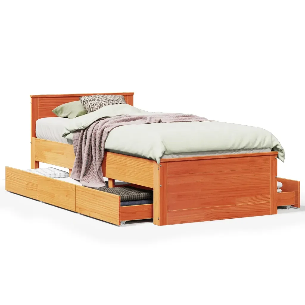 Letto singolo | Letto per adulti | Giroletto senza Materasso con Testiera Rovere Marrone 100x200cm