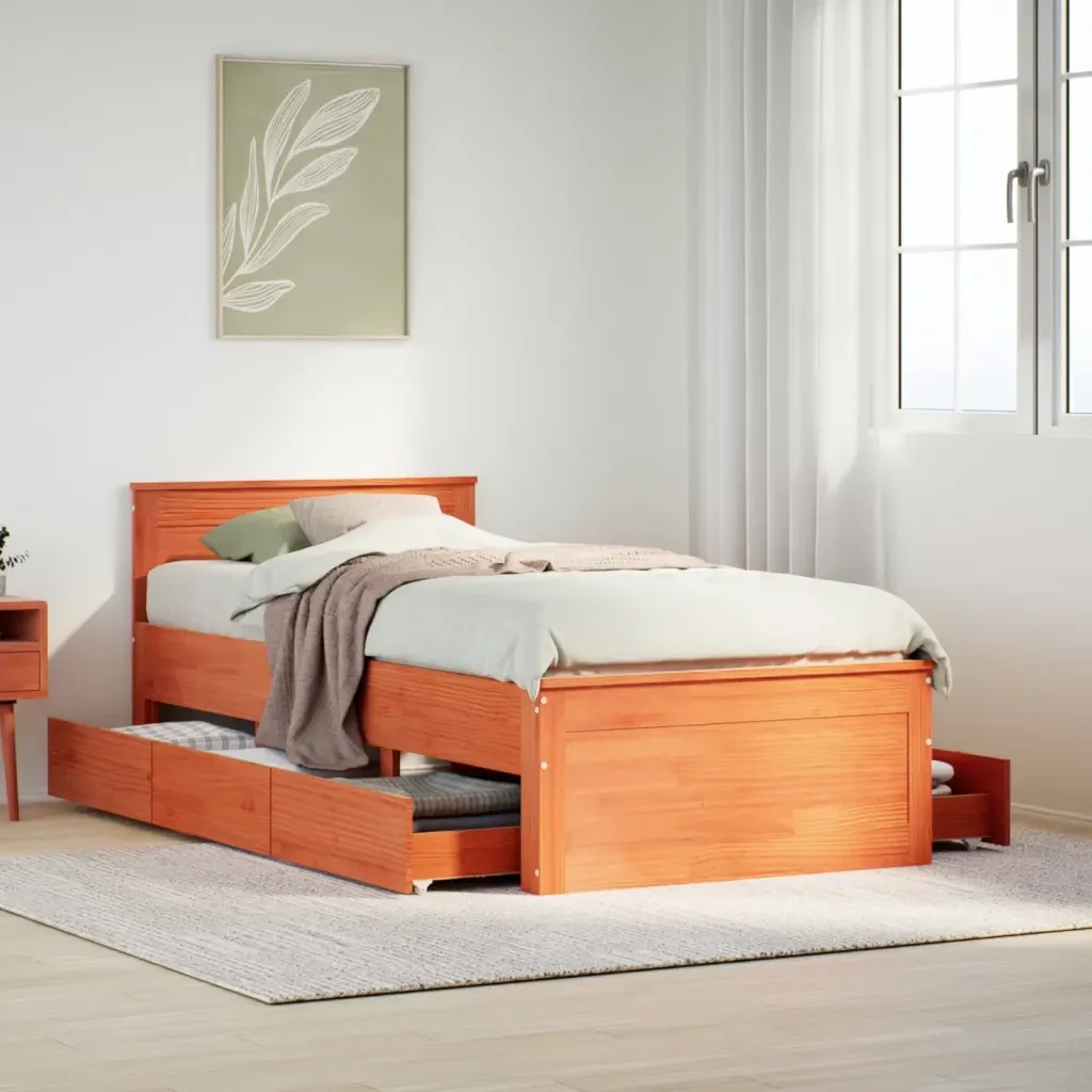 Letto singolo | Letto per adulti | Giroletto senza Materasso con Testiera Rovere Marrone 100x200cm - Image 2