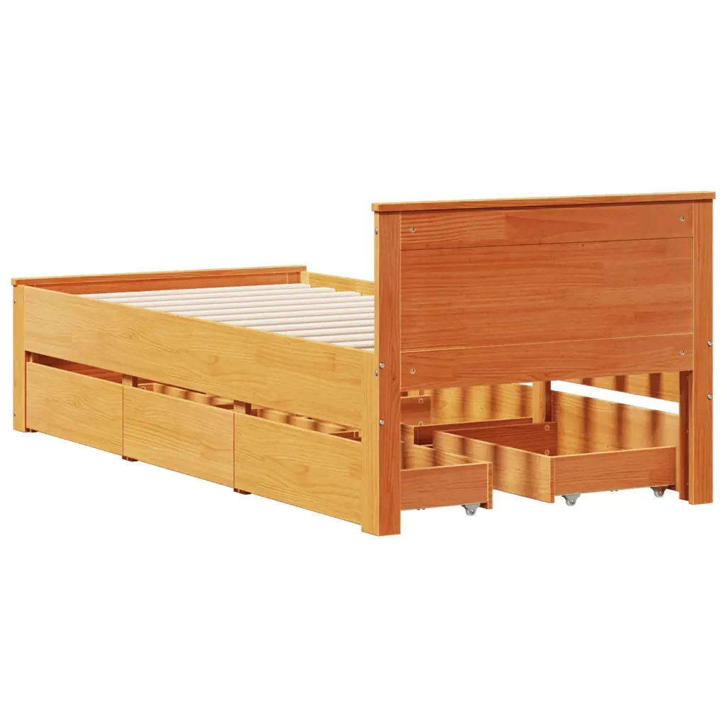Letto singolo | Letto per adulti | Giroletto senza Materasso con Testiera Rovere Marrone 100x200cm - Image 6