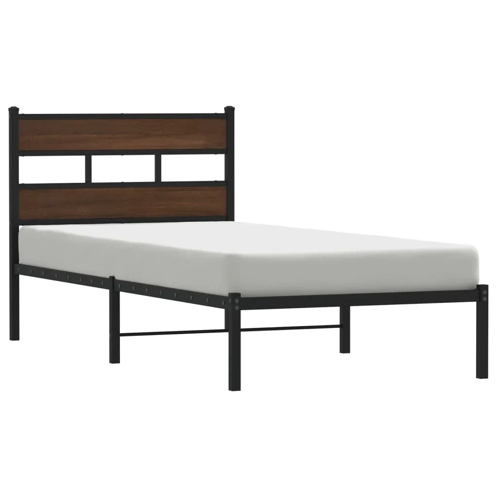Letto singolo | Letto per adulti | Giroletto senza Materasso con Testiera Rovere Marrone 100x200cm
