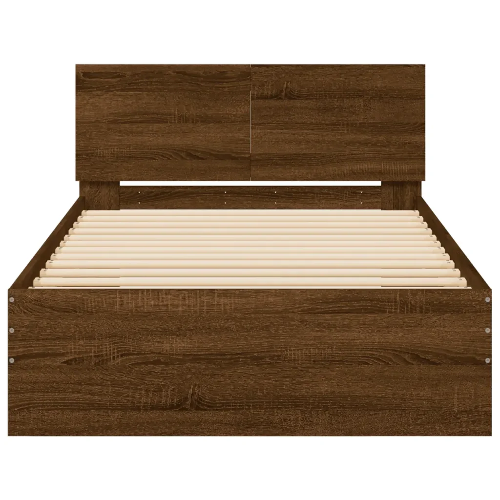 Letto singolo | Letto per adulti | Giroletto senza Materasso con Testiera Rovere Marrone 100x200cm - Image 5